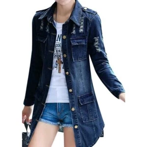 TANMING Women's Size XXL Distressed Denim Jacket Coat | NEW - Picture 1 of 13