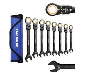 WORKPRO 9PCS Ratcheting Combination Wrench Set Metric 8-19 mm 72-Teeth Anti-Slip - Picture 1 of 1