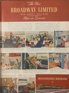 1949 de colección anuncio impreso de ferrocarril de Pensilvania, Broadway Limited, Chicago, Nueva York - Imagen 1 de 1