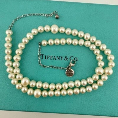 RARE Tiffany & Co. Ziegfeld Alternating Sized Pearl Necklace 20.25" - Image 1 of 4
