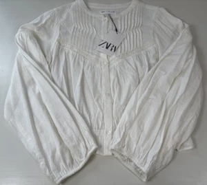 ZARA Kids Teen Blouse Long Sleeve Button Front Ivory Size 13-14 - Picture 1 of 18