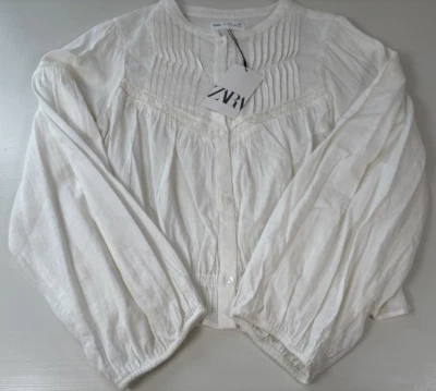 Blusa ZARA Niños Adolescentes Manga Larga Botón Frontal Marfil Talla 13-14 Foto 1 de 4