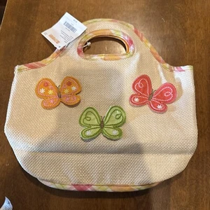Gymboree Handtasche gewebt mit 3 Schmetterlingen 2006 Neu mit Etikett - Bild 1 von 7