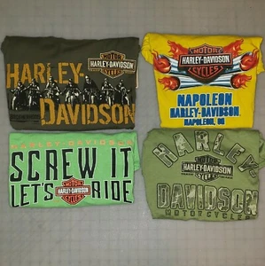 4 CAMISETAS HARLEY DAVIDSON LG NAPOLEÓN OHIO TORNILLO DEJA MONTAR TUBO DE ESCAPE LLAMAS  - Imagen 1 de 20