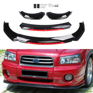 For Subaru Forester Front Bumper Lip Splitter Spoiler Body Kit Gloss Black + Red