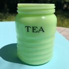 Vintage Jadite Jeanette Green Glass Tea Canister Jar 1930'S