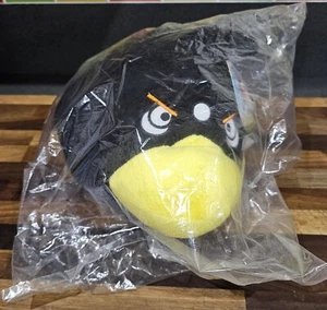 Angry Birds Plüsch, 8 Zoll Blackbomb Vogel, weiße Flecken - neu mit Etikett  - Bild 1 von 4