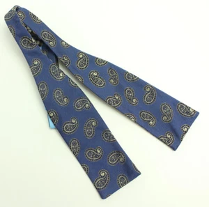 New Mens Countess Mara Silk Blend Blue Paisley Bow Tie Adjustable 13 3/4"-18" - Picture 1 of 3