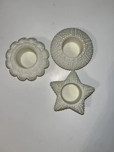 Juego de 3 luces de té de porcelana bisque Partylite Sea Drifters - Imagen 1 de 1