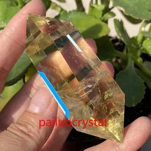 118g Natural Citrine Obelisk Quartz Crystal Double Point Wand Reiki Healing 78mm - Picture 1 of 11