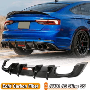 Für AUDI A5 Sline S5 17-20 Carbon Heckdiffusor Diffusor Stoßstangen Heckschürze - Picture 1 of 10