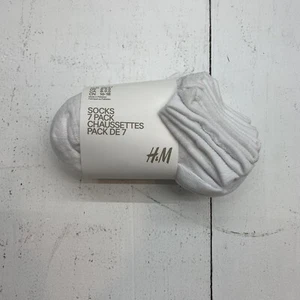 H&M 7 pack white ankle socks kids size 8-9.5 - Picture 1 of 2