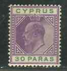 Cyprus Stamps 39 Sg 31 30Pa Violet & Green Ke Mlh Vii Vf 1903 Scv $26.00