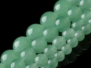 4/6/8/10/12MM Natural Smooth Light Green Jade Round Gemstone Loose Beads 15'' - Picture 1 of 12