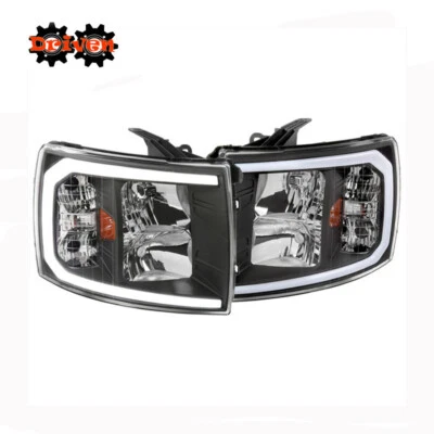 For 07-13 CHEVY SILVERADO 1500 2500 3500 HD HEADLIGHTS BLACK HOUSING C DRL OUTLI - Изображение 1 из 4