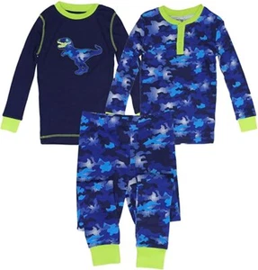 Kirkland Signature Boy's 3 Piece Pajama Set Blue Camo Dinosaur SIZE 5 - Picture 1 of 1