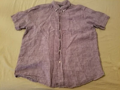 Mens Daniel Cremieux Linen Dress Shirt XL Purple Button Short Sleeve - Image 1 of 4