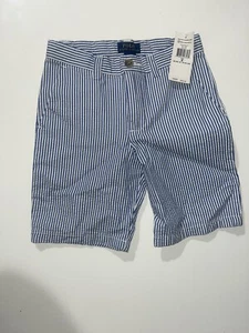 NWT Polo Ralph Lauren BLUE/WHITE SEERSUCKER Stripe Stretch Shorts Boys 6 PONY - Picture 1 of 3