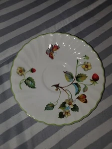 VINTAGE OLD FOLEY JAMES KENT STAFFORDSHIRE ENGLAND STRAWBERRY BUTTERFLY SAUCER - Picture 1 of 2