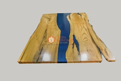 Custom Made Blue Epoxy Resin Dining Table, Kitchen Slab Table, Counter Desk Deco - Image 1 of 4