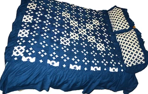 Kathedrale Fenster Quilt Handarbeit Queen + 2 King Shams Vintage Rüsche 85x105 genäht - Bild 1 von 7