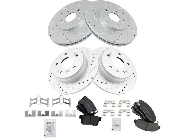 Kit de pastillas de freno y rotor delanteras y traseras TRQ 38FD88W para Acura TL 1999-2003 Foto 1 de 1