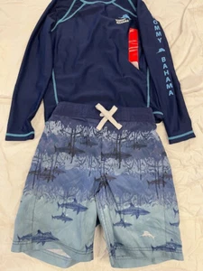 TOMMY BAHAMA KIDS BOYS 2 PIECES SWIM SET (SHARK NAVY 6)NWT - Picture 1 of 4