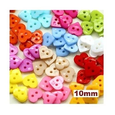 Elige Colores Paquete de 20 Botones de Plástico CORAZONES 2 Agujeros 3/8" (10mm) Artesanía (2221) Foto 1 de 2