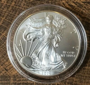 2014 AMERICAN SILVER EAGLE DOLLAR COIN 1 OZ. 999 PURE FINE SILVER BULLION + CASE - Picture 1 of 2
