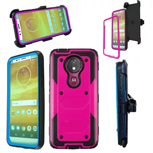 For Moto G7 Power/G7 Supra/E5 Plus Belt Clip Holster Hard Kickstand Phone Cover - Picture 1 of 41