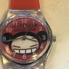 Rare Pucca Anime Cartoon Red Wrist Watch Vtg New Battery 