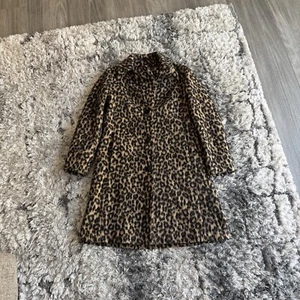 Cappotto lana Kate Spade leopardato stampa ghepardo vestito cappotto foderato 3 bottoni taglia XS - Foto 1 di 14