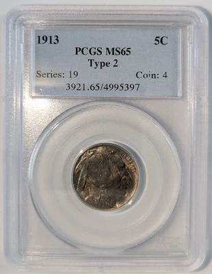 1913 American Buffalo Nickel 5c Type 2 T2 PCGS MS65 4995397 - Image 1 of 4