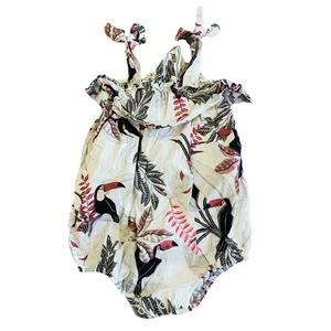 Country Road Romper Size 1 (12-18 Months) Baby Girl Sleeveless Toucan White  - Picture 1 of 5