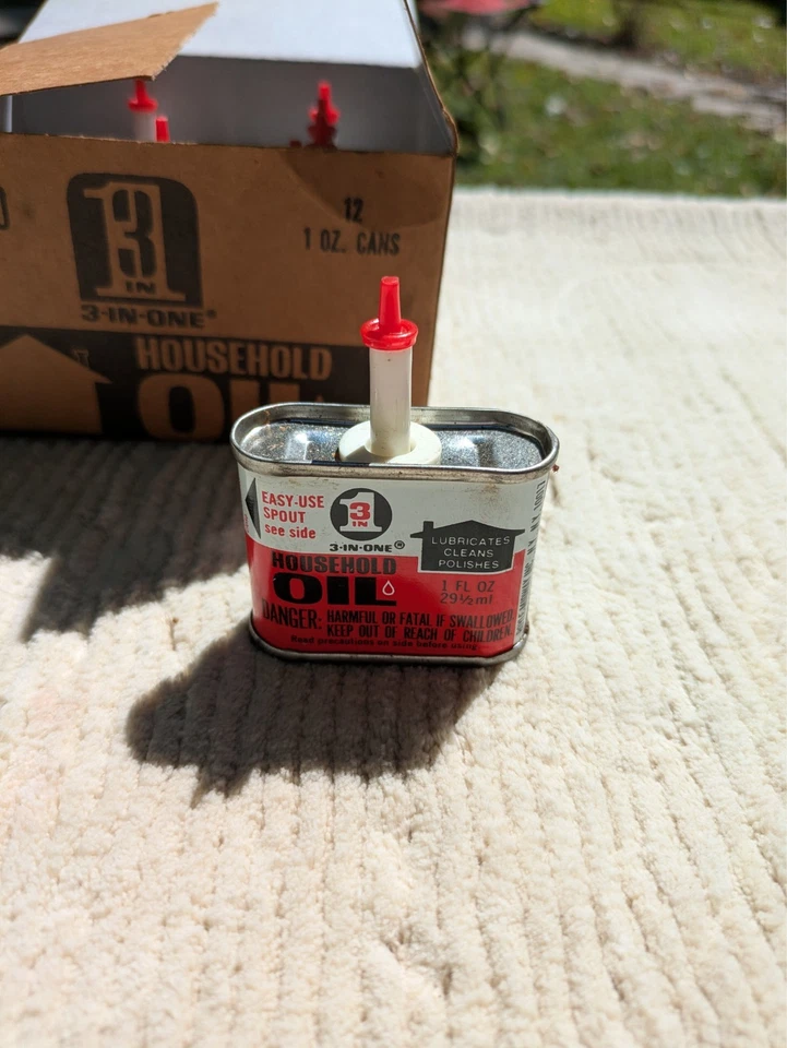 Old Vintage 3 in 1 Household Oil Tin Oiler Can 0.88 Oz Empty