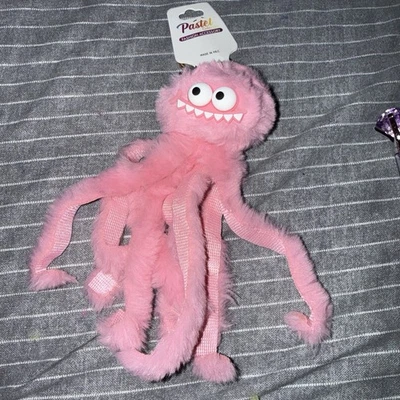 Llavero de felpa pulpo llavero bolso encanto pompón rosa/rosa cara nuevo Foto 1 de 4