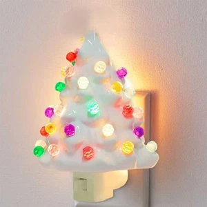 6" Ceramic Christmasg Tree Night Light, Vintage Style Xmas Tree Lamp for Holiday - Picture 1 of 4