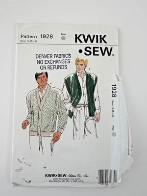 Kwik Sew 1928 Cardigan Jacket/ Vest Button Front Mens Sz S M L  XL Pattern UNCUT - Image 1 of 3