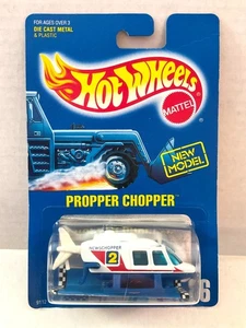 Tarjeta azul Hot Wheels #86 PROPPER CHOPPER - blanca, Newschopper Speed Points Flyer - Imagen 1 de 5