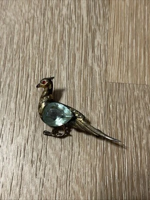 VINTAGE REJA STERLING VERMEIL RHINESTONE PHEASANT BROOCH PIN~SIGNED~SCARCE H53 - Image 1 of 4