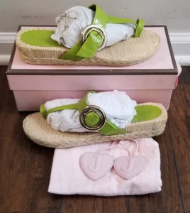 $150 Juicy Couture "Violet" Gold Toe Ring Espadrille Sandals -- Sz 9 M - Picture 1 of 5