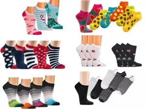 3 Paar bunte Flamingo Früchte Blumen Blüten Sneaker Socken Baumwollle Sommer - Bild 1 von 31