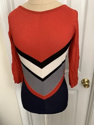 Pullover para mujer Miss Sixty Foles rojo blanco azul a rayas pequeño nuevo con etiquetas Foto 1 de 4