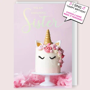 Amazing Sister Musical Birthday Card Singing Happy Birthday To You Grace - Picture 1 of 2