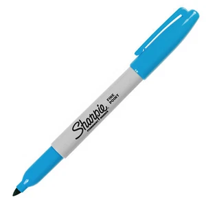 Sharpie Permanent Marker, Fine Point, Turquoise Ink, 12-Count - Picture 1 of 1