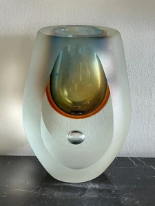 Jarrón de vidrio artístico lágrima vintage de Murano Sommerso Seguso Flavio Poli - Imagen 1 de 5