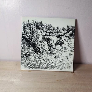 Vintage Paar Soriano Keramik GSP Hund Fliese Untersetzer 6"×6" Jagd Vogel Hunde - Bild 1 von 8