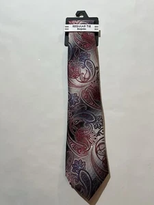 NEW Men's Bespoke Classic Regular Neck Tie Red Blue Paisley with Hanger Tag - Picture 1 of 4