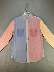 Brooks Brothers Shirt Mens Medium Colorblock Striped Button Down Y2K EUC