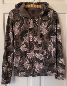Lucky Brand Vtg Floral Snake Boho Print Full Zip Hoodie Sweatshirt Women's M - Picture 1 of 5